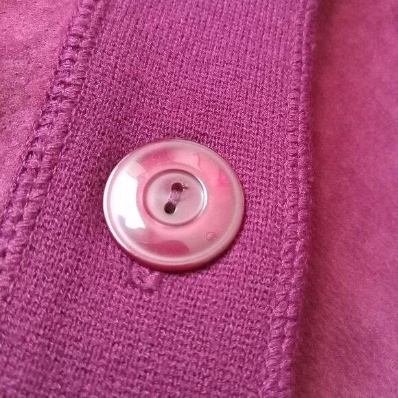 Jones New York Purple Burgundy Red Genuine Suede Button Front Jacket Women's 0X - Picture 10 of 12